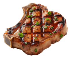 succoso grigliato bistecca con fresco erbe aromatiche e balsamico Smalto su trasparente sfondo - azione . png