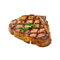 Grilled pork chop with fresh herbs on transparent background - stock .. png