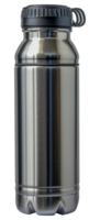 Stainless steel thermos bottle with cup lid, cut out - stock . png