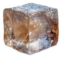 A cube made of ice with a brownish tint - stock .. png