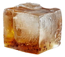 A cube of ice with a brownish tint - stock .. png