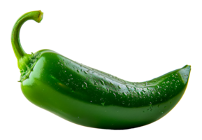 Single fresh green pepper with water droplets, cut out - stock .. png