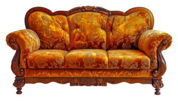 A large, ornate couch with a floral pattern - stock .. png