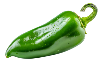 Single fresh green pepper with water droplets, cut out - stock .. png