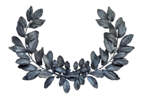 Monochrome leaf wreath, cut out - stock .. png