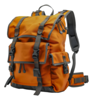 Orange and gray hiking backpack, cut out - stock .. png