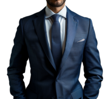 A man in a blue suit and tie is standing in front - stock .. png