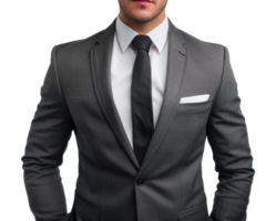 A man in a suit and tie is standing in front of a white background - stock .. png