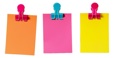 Three colorful sticky notes are hanging - stock .. png