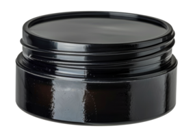 elegante nero cosmetico vaso con riflessivo superficie png