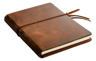 A leather bound book with a brown cover and a brown spine - stock .. png