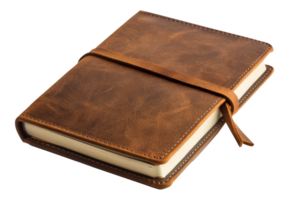 A leather bound book with a brown cover - stock .. png