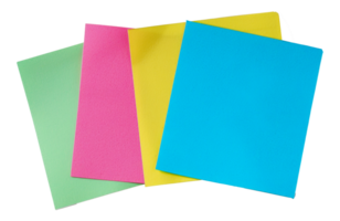 Three colorful sticky notes are stacked on top of each other - stock .. png