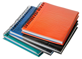 een stack van spiraal gebonden notebooks met verschillend kleuren - voorraad .. png