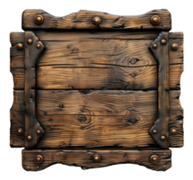 Rustic wooden board frame with metal bolts on transparent background - stock .. png