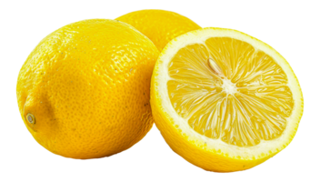 A lemon is cut in half and the inside is shown - stock .. png