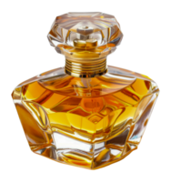 A bottle of perfume with a gold top - stock .. png