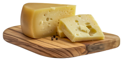 une coin de fromage est sur une en bois Coupe planche - Stock .. png