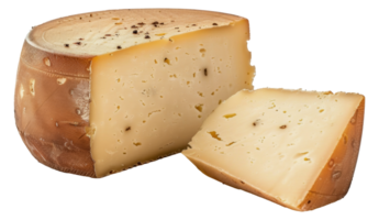A wedge of cheese is cut from a large wedge of cheese - stock .. png