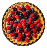 A pie with a variety of berries and raspberries on top - stock .. png
