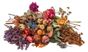 A bunch of dried flowers are arranged in a colorful display - stock .. png