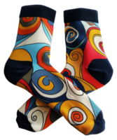 A pair of colorful socks with swirls on them - stock .. png