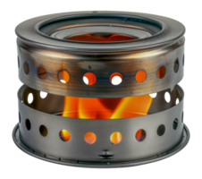 Contemporary kerosene heater with visible flame, cut out - stock .. png