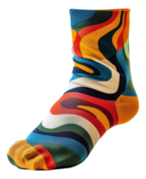 A colorful sock with a rainbow pattern - stock .. png