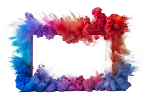 Abstract colorful smoke explosion with frame concept, cut out - stock .. png