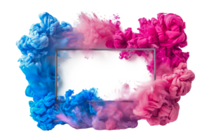 Abstract colorful smoke explosion with frame concept, cut out - stock .. png