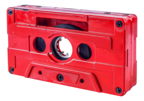 A red cassette tape is shown - stock .. png