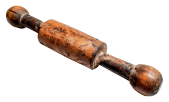 A wooden rolling pin with a wooden handle - stock . png