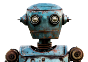 A robot with a metal face and a metal body - stock .. png