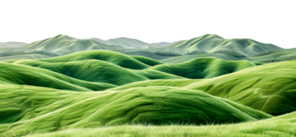 Lush green rolling hills under, cut out - stock .. png