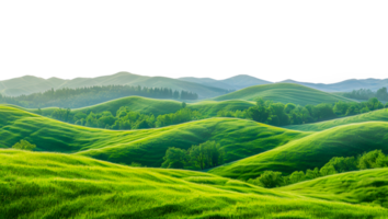 Lush green rolling hills under, cut out - stock .. png