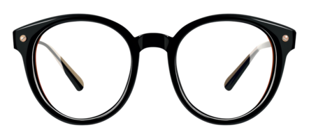 A pair of black glasses with a gold frame - stock .. png