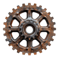Rusty industrial gear with aged metallic texture on transparent background - stock .. png