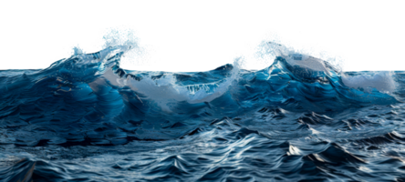 Cross-section view of ocean waves and underwater world, cut out - stock . png