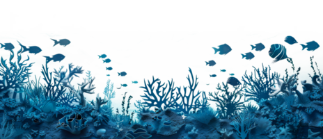 silhouette di corallo scogliera vita contro il oceano superficie, tagliare su - azione .. png