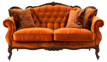 uma ampla laranja sofá com almofadas em isto - estoque .. png