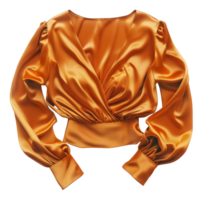 Silky shiny golden blouse on transparent background - stock .. png