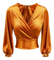 Silky shiny golden blouse on transparent background - stock .. png