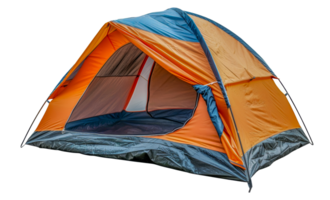 Orange camping tent pitched outdoors, cut out - stock .. png