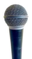 A microphone with a black cord and a silver head - stock .. png