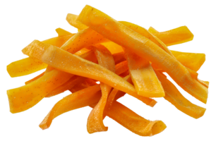 A pile of orange strips of food - stock .. png