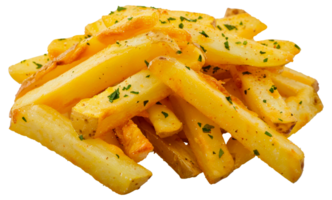 A pile of french fries with parsley on top - stock .. png
