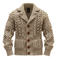 abbronzatura scialle collare cardigan con cavo maglia design su trasparente sfondo - azione .. png