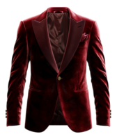 Velvet red blazer with satin lapels for formal events on transparent background - stock .. png