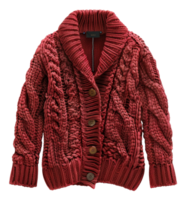 texturiert rot stricken Jacke mit Schal Halsband auf transparent Hintergrund - - Lager .. png