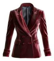 Velvet red blazer with satin lapels for formal events on transparent background - stock .. png